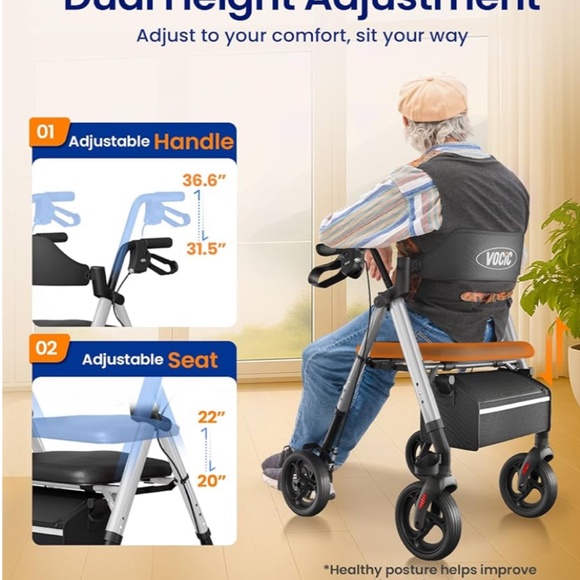 VOCIC Walkers for Seniors, Foldable Walker - Picture 8 of 9